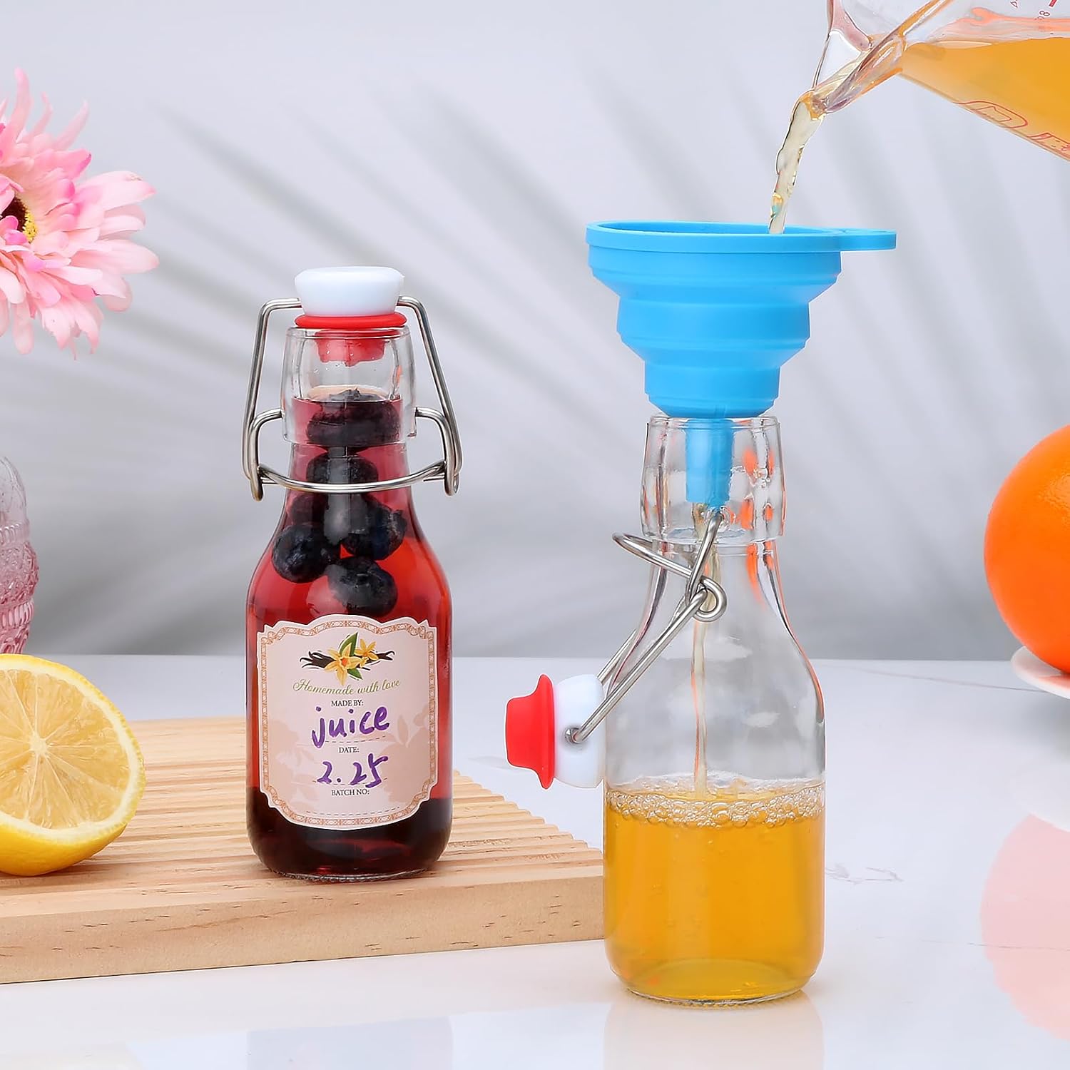 Swing Top Glass Bottles 4 oz, Vanilla Extract Bottles-Set of 15,Flip Top Glass Bottle for Home Brewing, Beverages, Oil, Vinegar, Water, Soda, Limoncello, Homemade liquor, vanilla