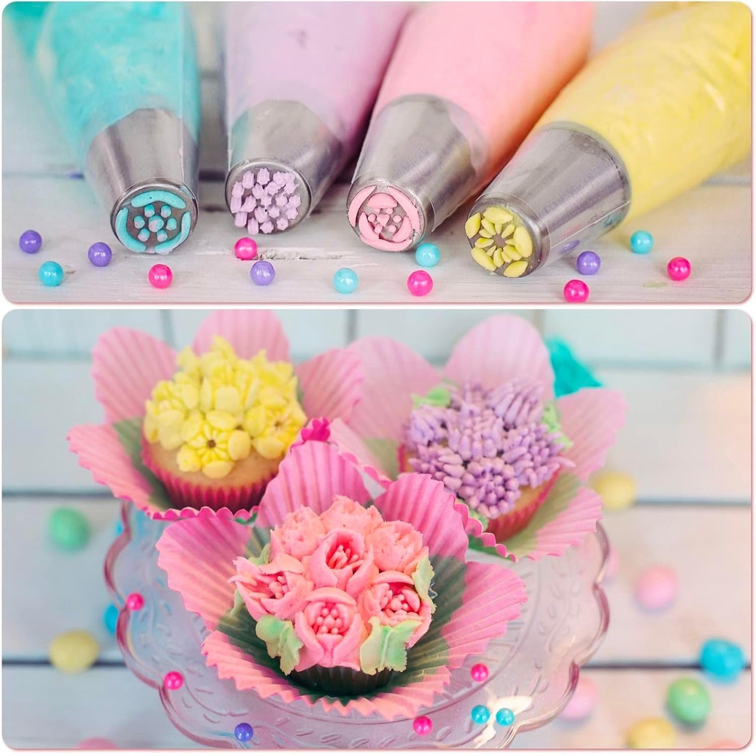 Tingjia Kit di strumenti per decorare torte: 274 accessori da forno con custodia, set di sac à poche e punte per glassa, set per cupcake, biscotti, glassa, fondente, panetteria, per adulti e
