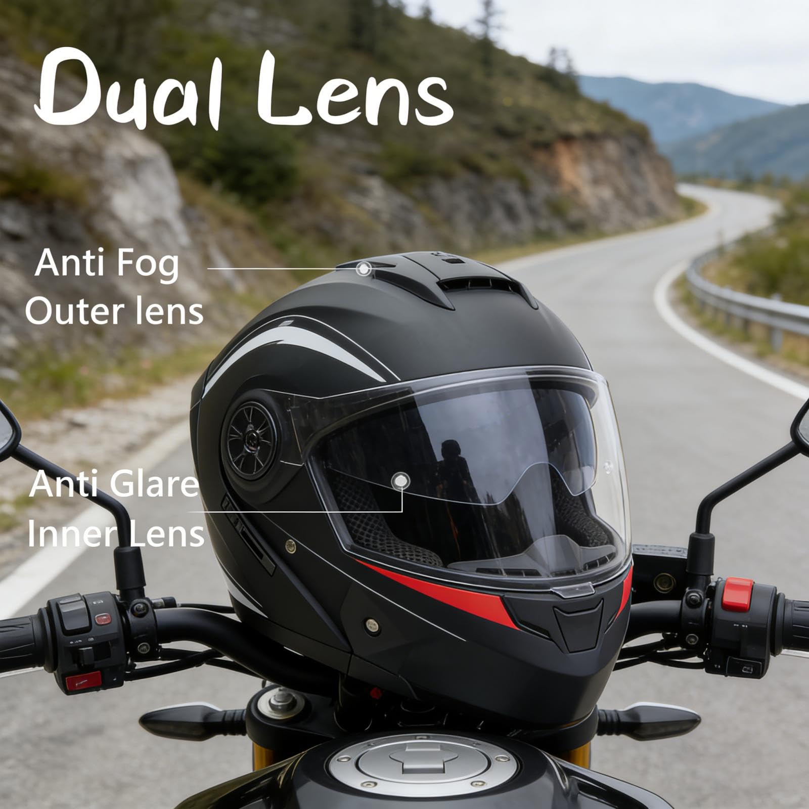 Casco Integrale Apribile con Bluetooth Casco Moto Modulare Bluetooth Caschi Modulari per Uomo Donna con Doppia Visiera Casco Integrale Casco Crash Omologati ECE