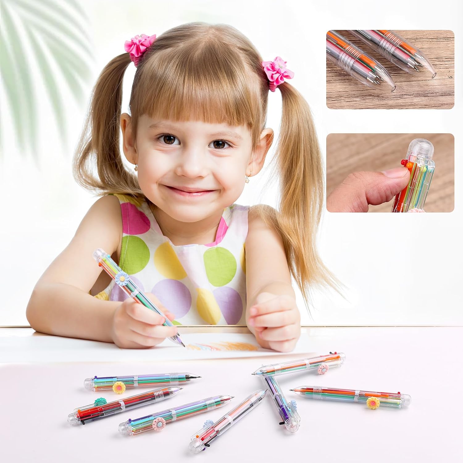 6-in-1 0.5mm Multicolor Pens for Adults, Elegant Daisy Design Ballpoint Pens for Smooth Writing - Ideal for Office, Journaling, Planning & Color Coding (8) image 4