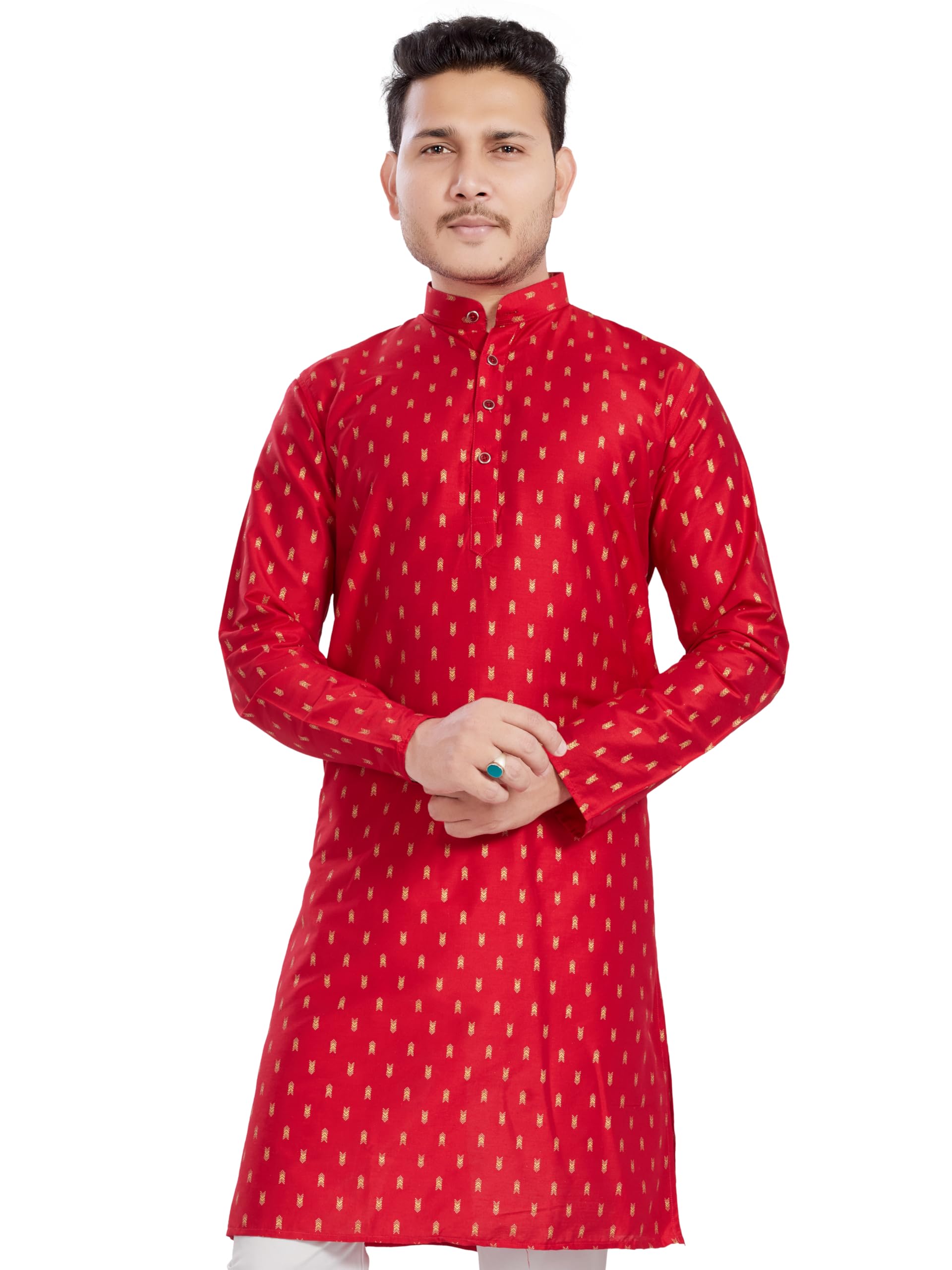 divisive Men's Printed Cotton Silk Blend Only Slim Fit Kurta-picture-22
