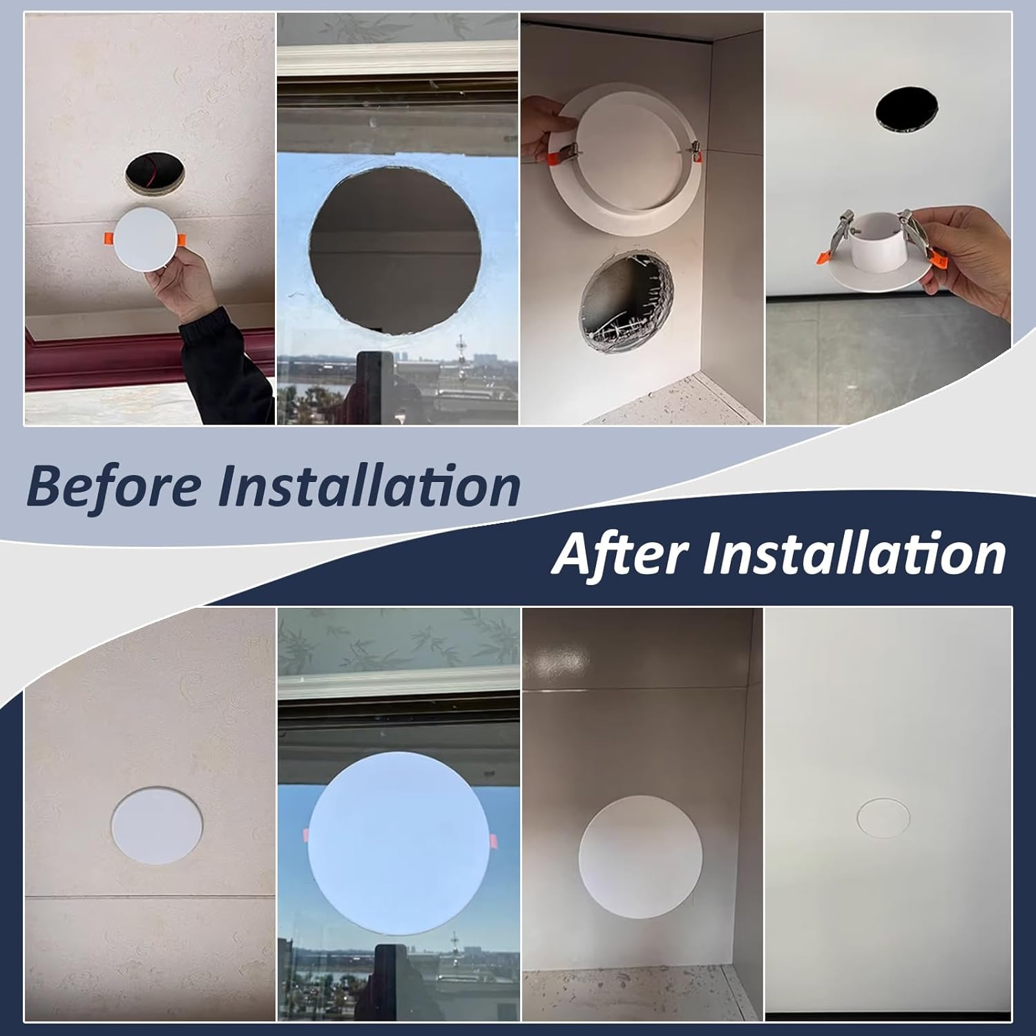 Spring Clips Ceiling Hole Cover for 2.2-8 in Round Hole Openings, Waterproof Small Access Panel Sturdy ABS, Easy to Install Decorative Round Wall Plate Cover(1 pc,125-150mm(4.9"-5.9"))