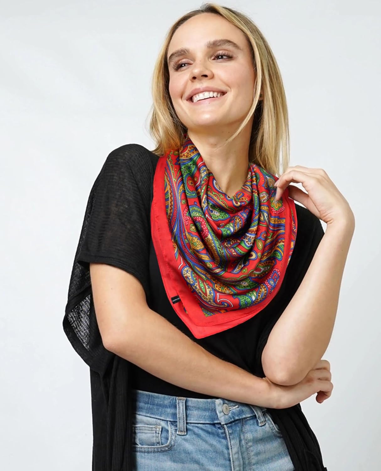 AWAYTR 27.5” Silk Satin Square Head Scarf - 4PCS Satin Head Scarves for Women Hair Kerchief Bandanas Sleeping Head Wraps - Image 4