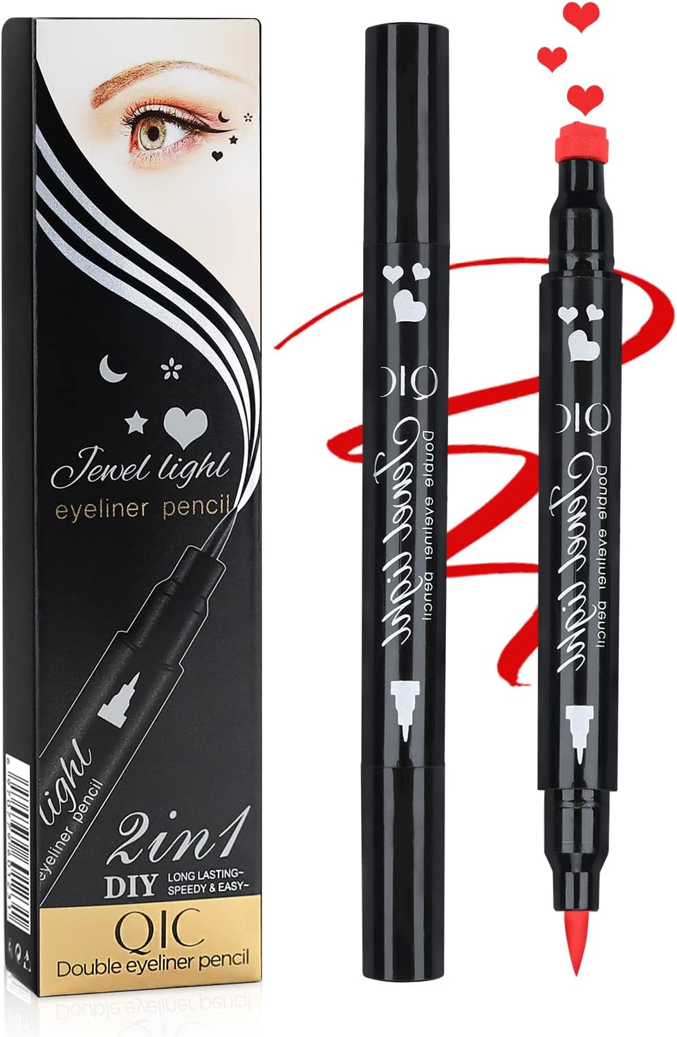 Yuccer Eyeliner Stamp Liquide Tampon Liner Eye Liner Rouge Longue Coeur