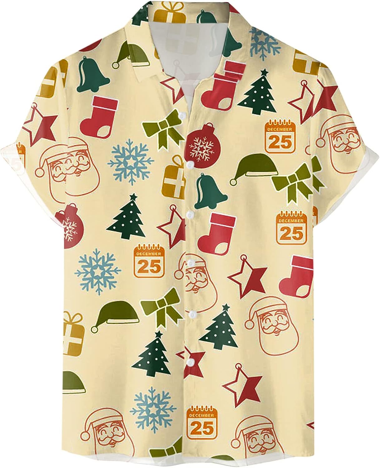 ZDDO Men's Christmas Button Down Shirts Short Sleeve Funny Graphic Hawaiian Shirt Xmas Novelty Party Bowling Shirts at  Men’s Clothing store