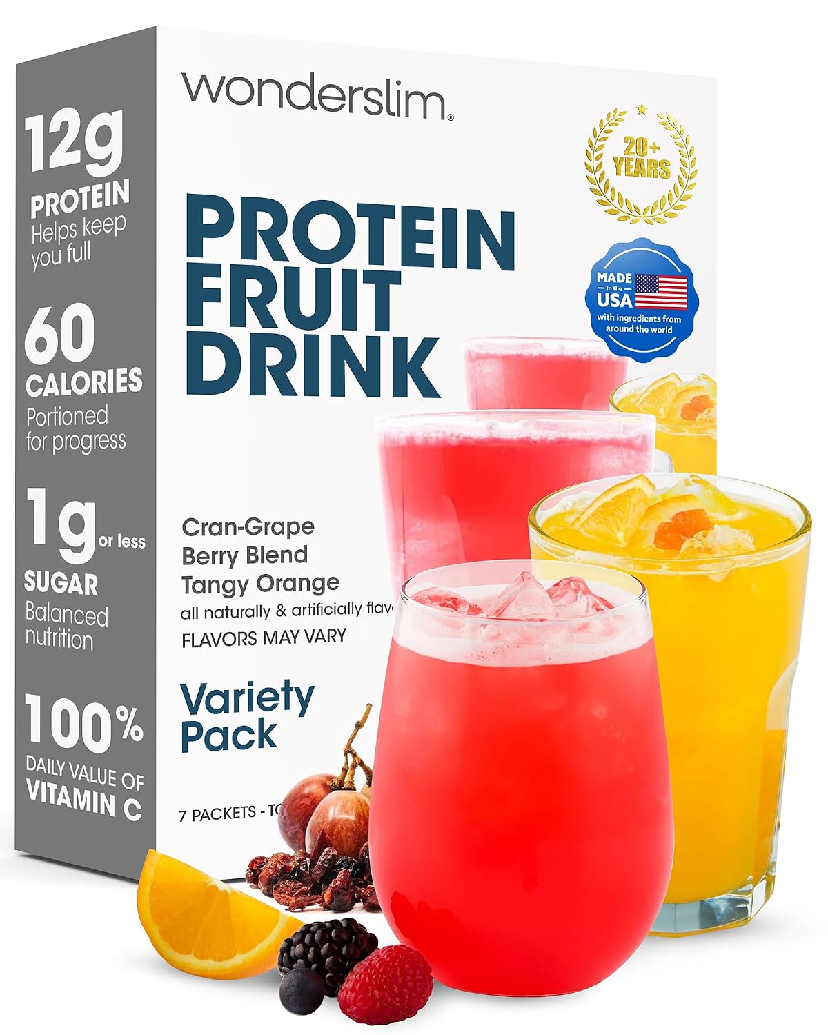 Wonderslim Protein Fruit Drink Mix with Vitamin C – Variety Pack, 7 Packets Wonderslim Protein Fruit Drink Mix with Vitamin C – Variety Pack, 7 Packets