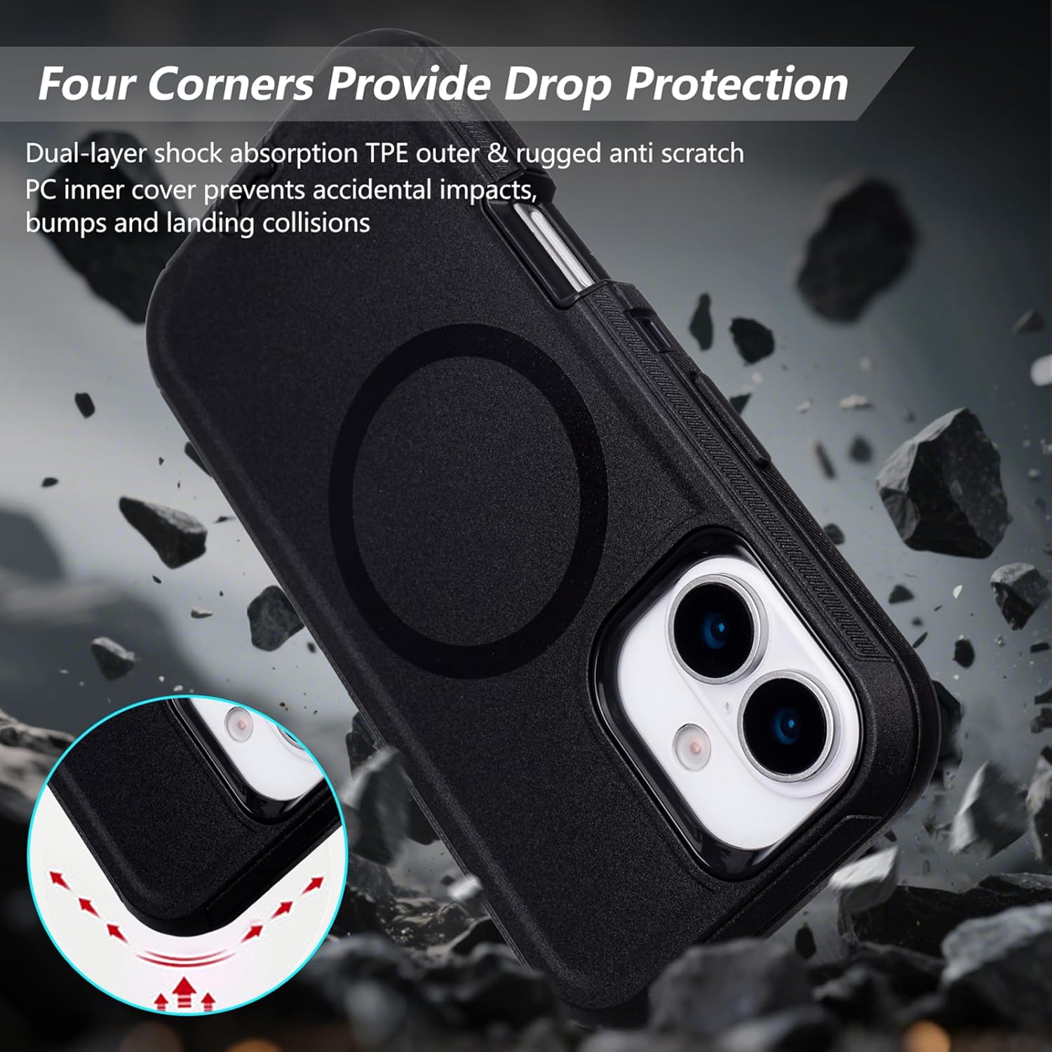 Phone Case for iPhone 16 Case with Belt Clip, Defender for iPhone 16 Case with Kickstand, [Compatible with MagSafe] 3-Layer Heavy Duty Rugged Military Grade Protection Cover for iPhone16 case (Black)