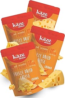 Kaze Freeze-Dried Cheese Puffs & Cheese Balls – High Protein, Gluten-Free, Keto-Friendly Snacks – Convenient, Crunchy, Low Carb, Delicious – Perfect On-the-Go Snack (Pack of 04, Cheddar Cheese Flavour)