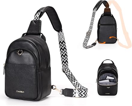 Cwatcun Large Camera Sling Bag PU Leather, Crossbody for DSLR/Mirrorless