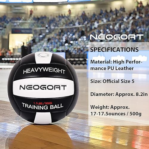 Miniatura 8 de Balón de voleibol pesado de 1.1 libras para setters servir, equipo de entrenamiento de voleibol pesado, tamaño 5, piel sintética suave, duradero