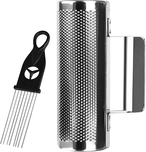 Miniatura 7 de Instrumento Guiro de metal, 8 "3" Acero Inoxidable Dominicana Guira Shaker Latin Percusión Guiro Instrumento con Raspador para Actuación en Vivo