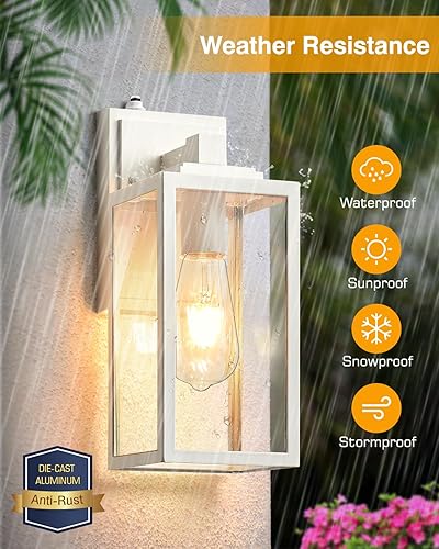Miniatura 5 de VIANIS Luces exteriores para montaje en pared de casa, accesorios de iluminación blanca para exteriores del atardecer al amanecer, luces de porche
