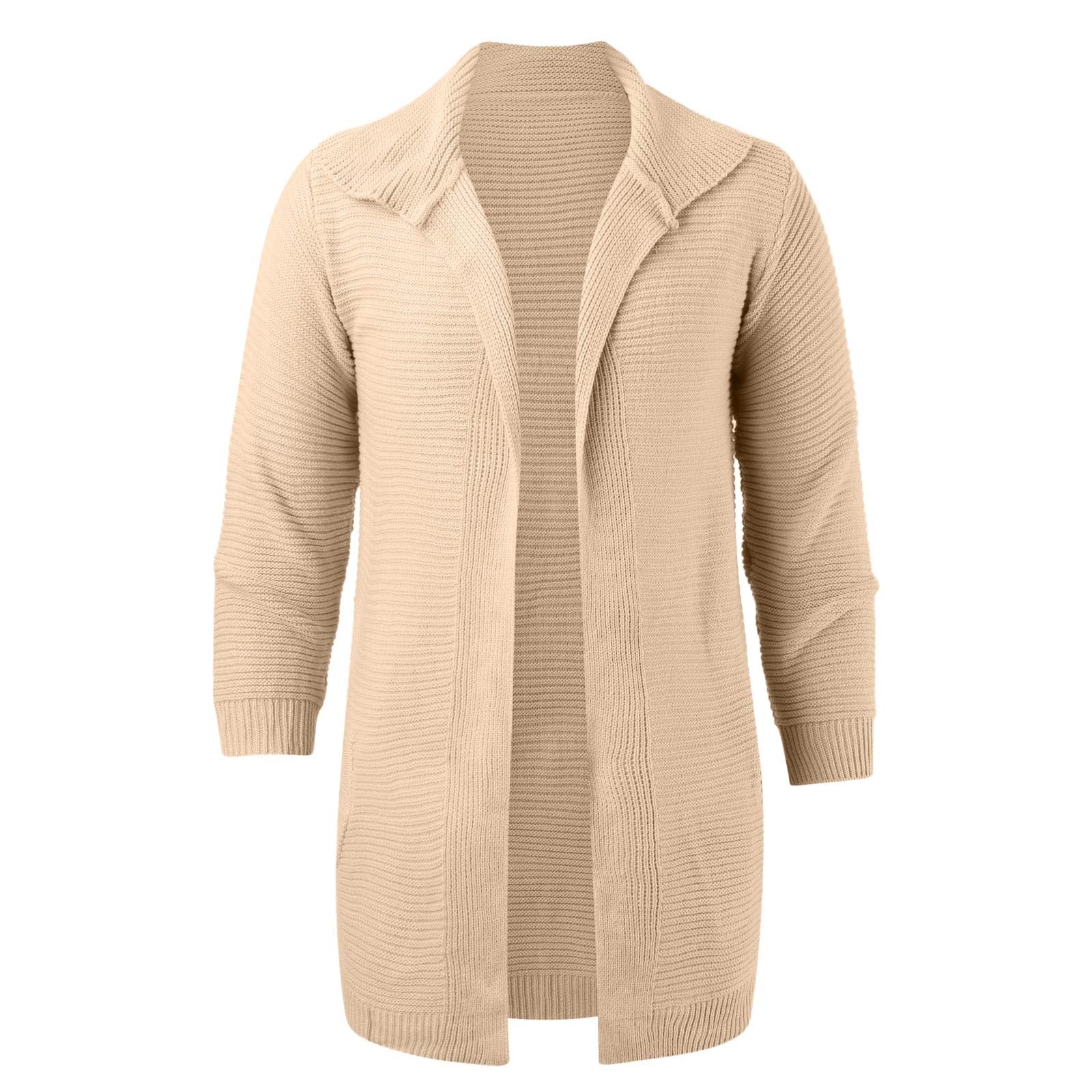 Chaqueta de punto para hombre de longitud media, color liso