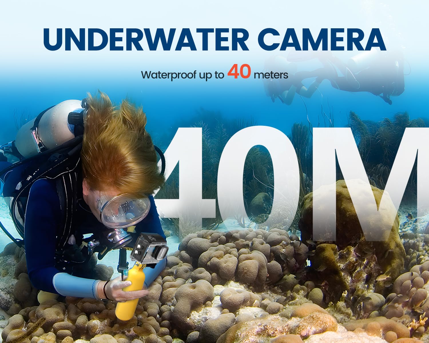Action Cam 4K a Doppio Schermo, 48MP WIFI Videocmera con Scheda SD da 64GB,131ft Fotocamera Subacquea, 170° Telecamera Moto con Telecomando, Microfono, 2 Batterie,Accessori Multifunzione.