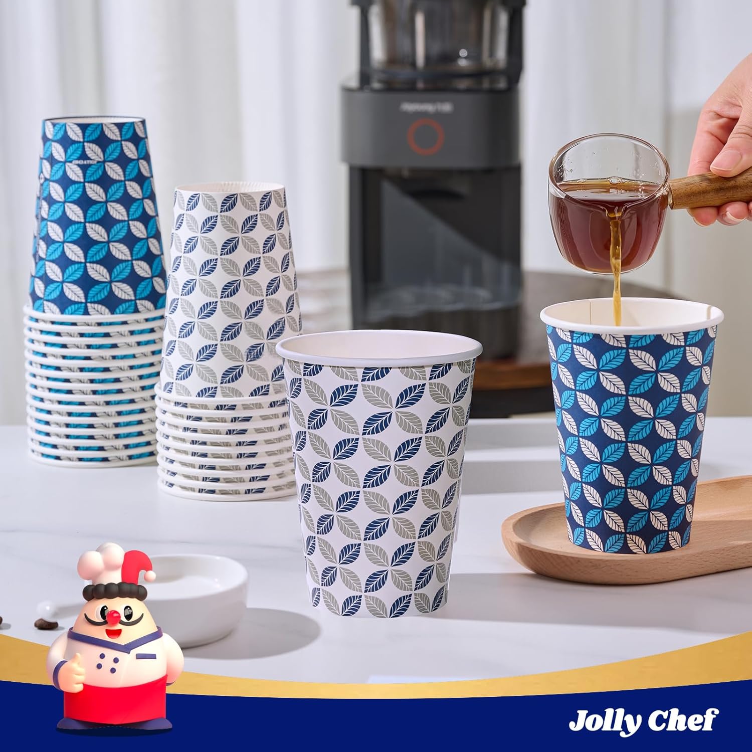 JOLLY CHEF 12 oz 1000 Pack Disposable Coffee Cups, Hot Paper Coffee Cups, Ideal for Home, Office, Cafe, and Outdoor Activities