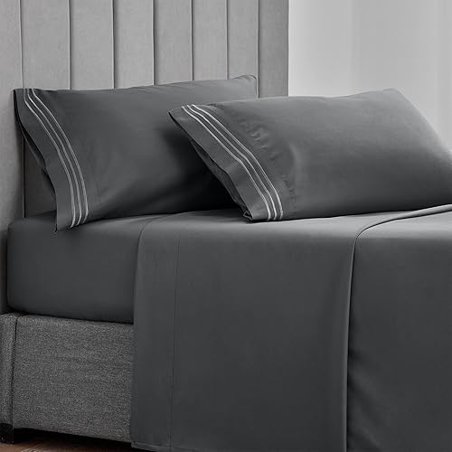 Miniatura 3 de CozyLux Juego de 2 fundas de almohada King de lujo de la serie 1800 de microfibra cepillada, bordadas, paquete de 2 fundas de almohada de 20 x 40