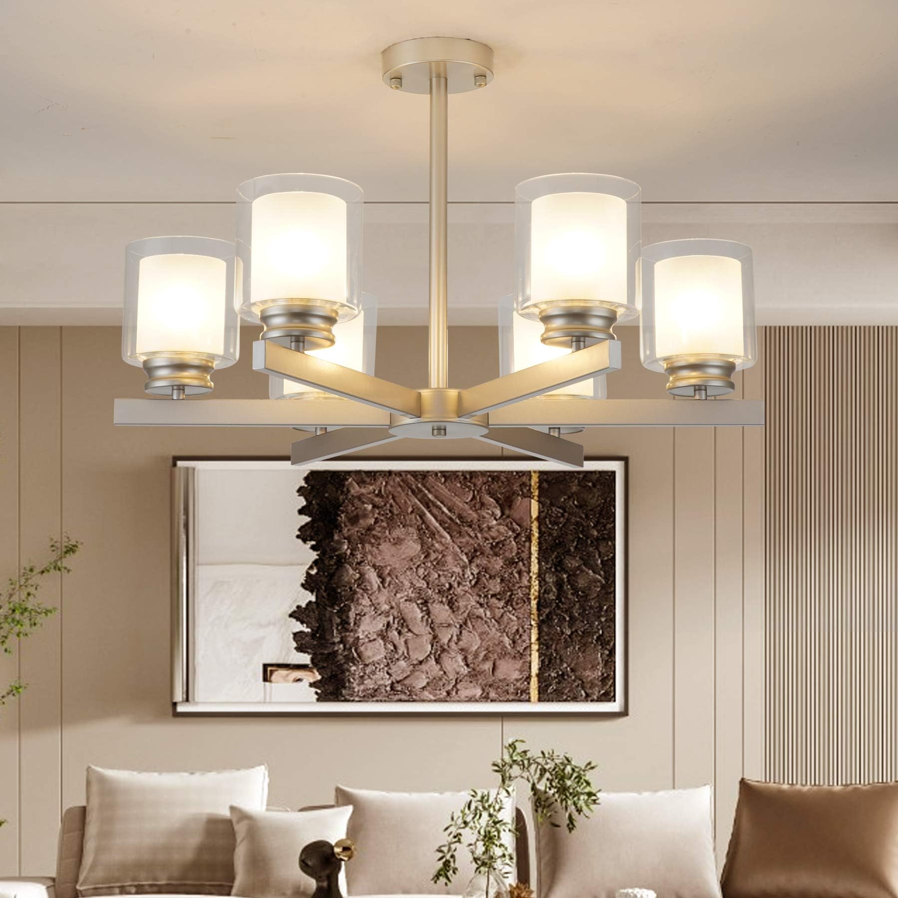 Natsen® Pendant Lighting Crystal Ceiling Light 7-Flame lamp warmwhite LED E27 Ø90cm Designer Living [Energy Class A++]