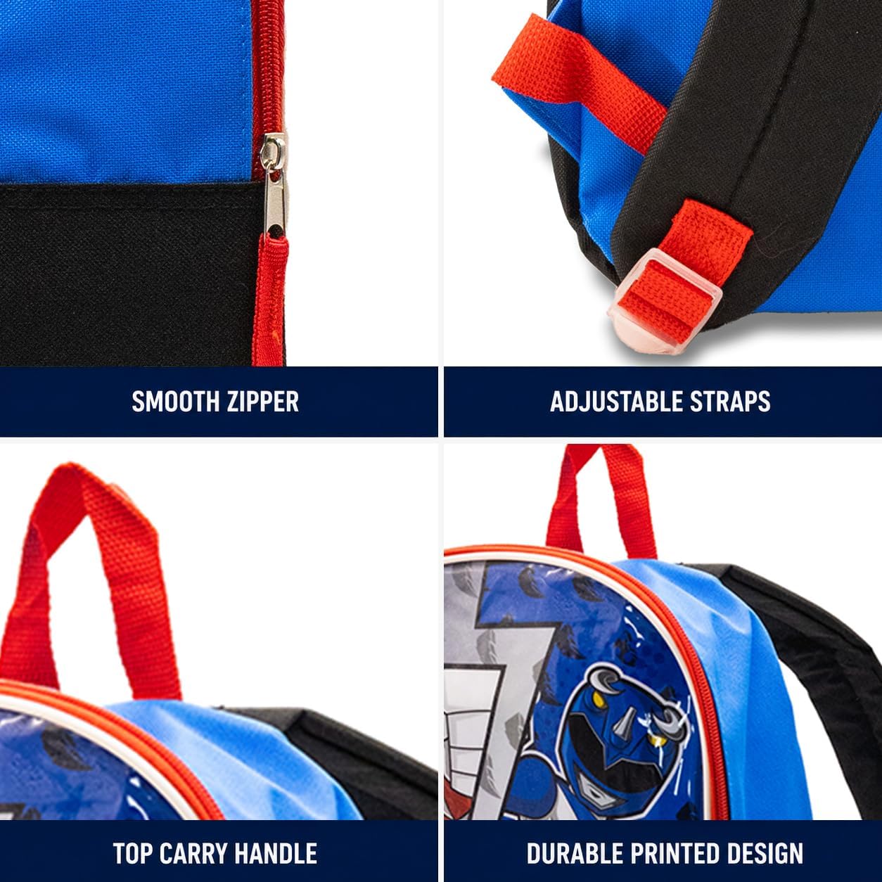 Fast Forward Power Rangers Boy Toddler for Kids - Iconic Little Kids Backpack with Padded Straps & Zip Compartment Kid Back Pack - Comfy Toddler Bookbag and Backpack for Boys - 15" image 5