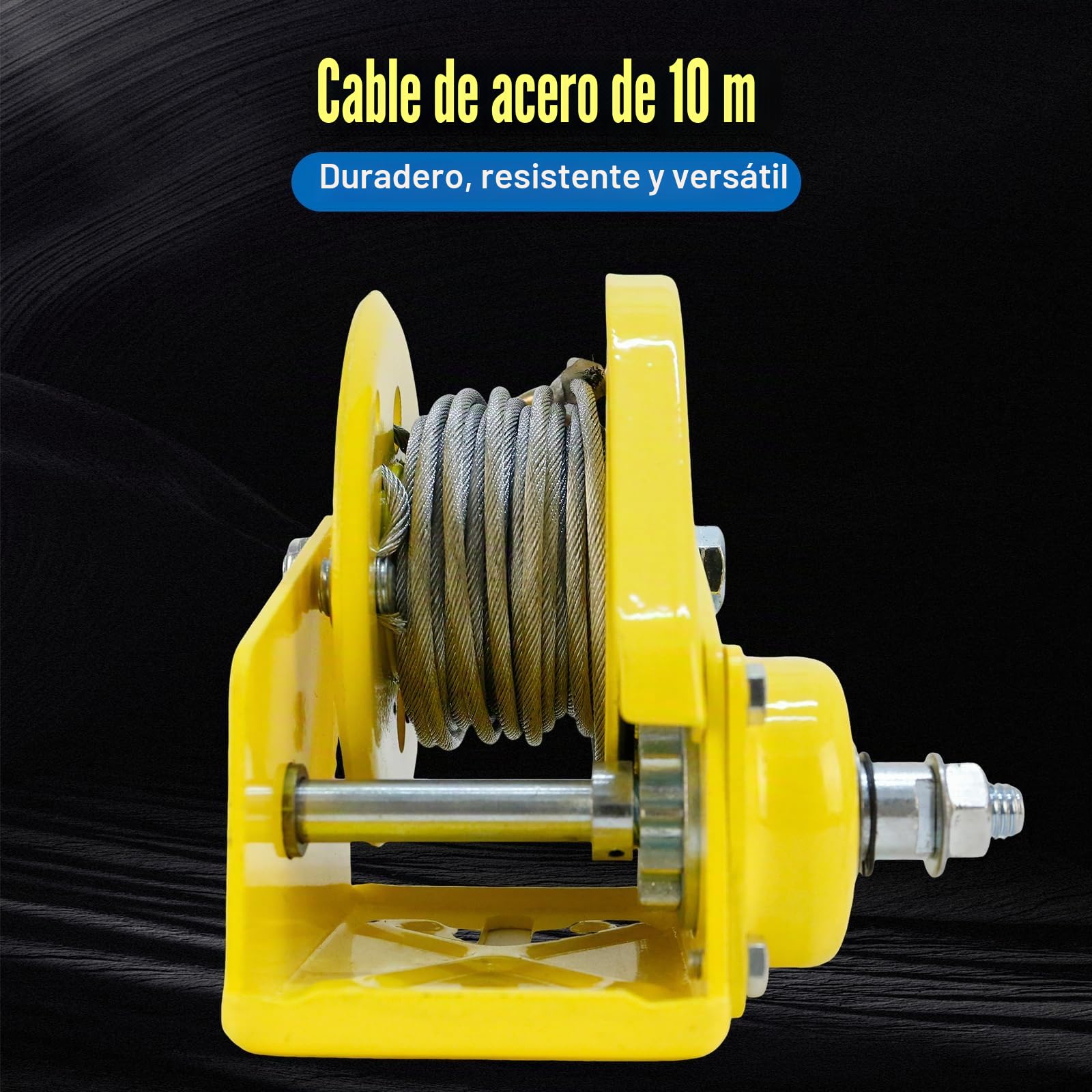 Cabrestante Manual 1200 libras con Freno Automático, para Remolques de Coches y Barcos, Herramienta de Grúa con Cable de acero de 10 m para Remolcar, Levantar y Usar en Exteriores