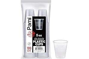PAMI 5oz Clear Plastic Cups | Premium Disposable Drinking Glasses