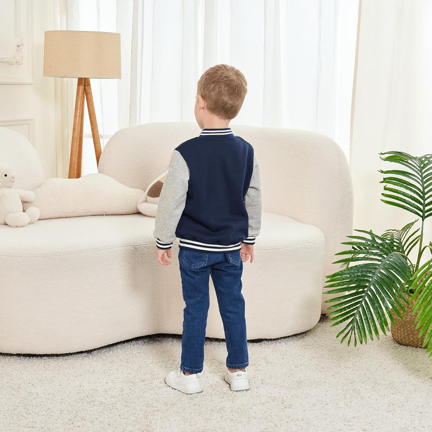 Volunboy Kids Baseball Jacket Varsity Letterman Coat Fall Winter Fleece Bomber Vintage Outerwear - Image 7