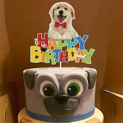 Miniatura 3 de KEWEYA Decoración para pastel de feliz cumpleaños para perro, decoración de pastel con temática de mascota, decoración de pastel Golden Retriever
