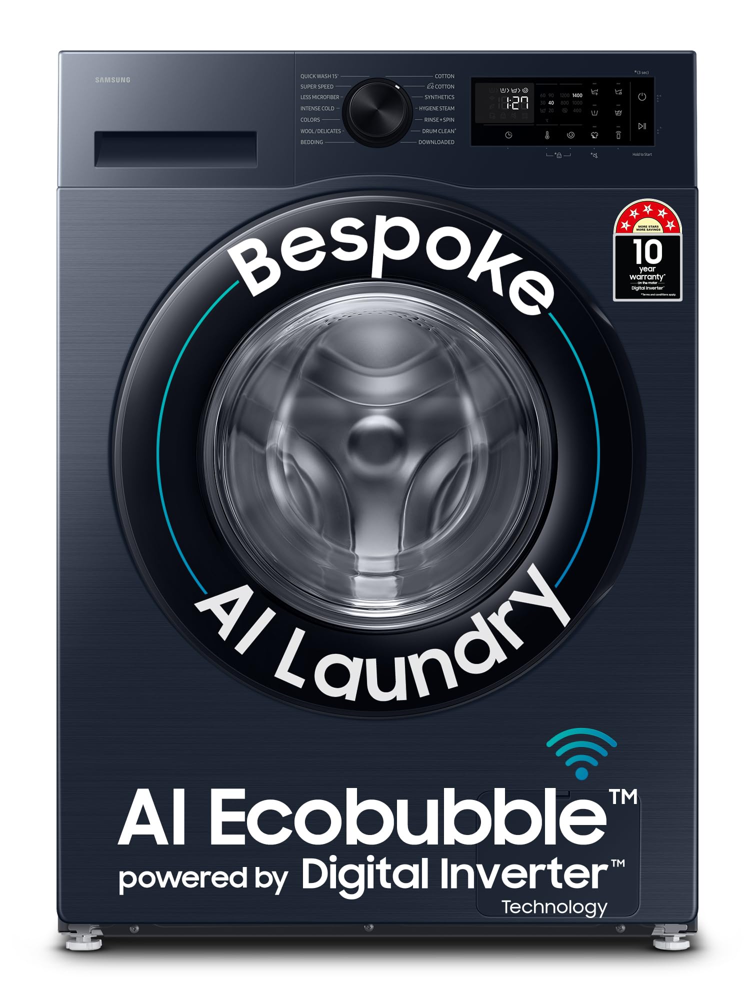Samsung 12 kg, 5 Star, Super Speed, Wi-Fi, Hygiene Steam with Inbuilt Heater, Digital Inverter, Fully-Automatic Front Load Washing Machine (WW12DG5B24ASTL, Navy)-image-34