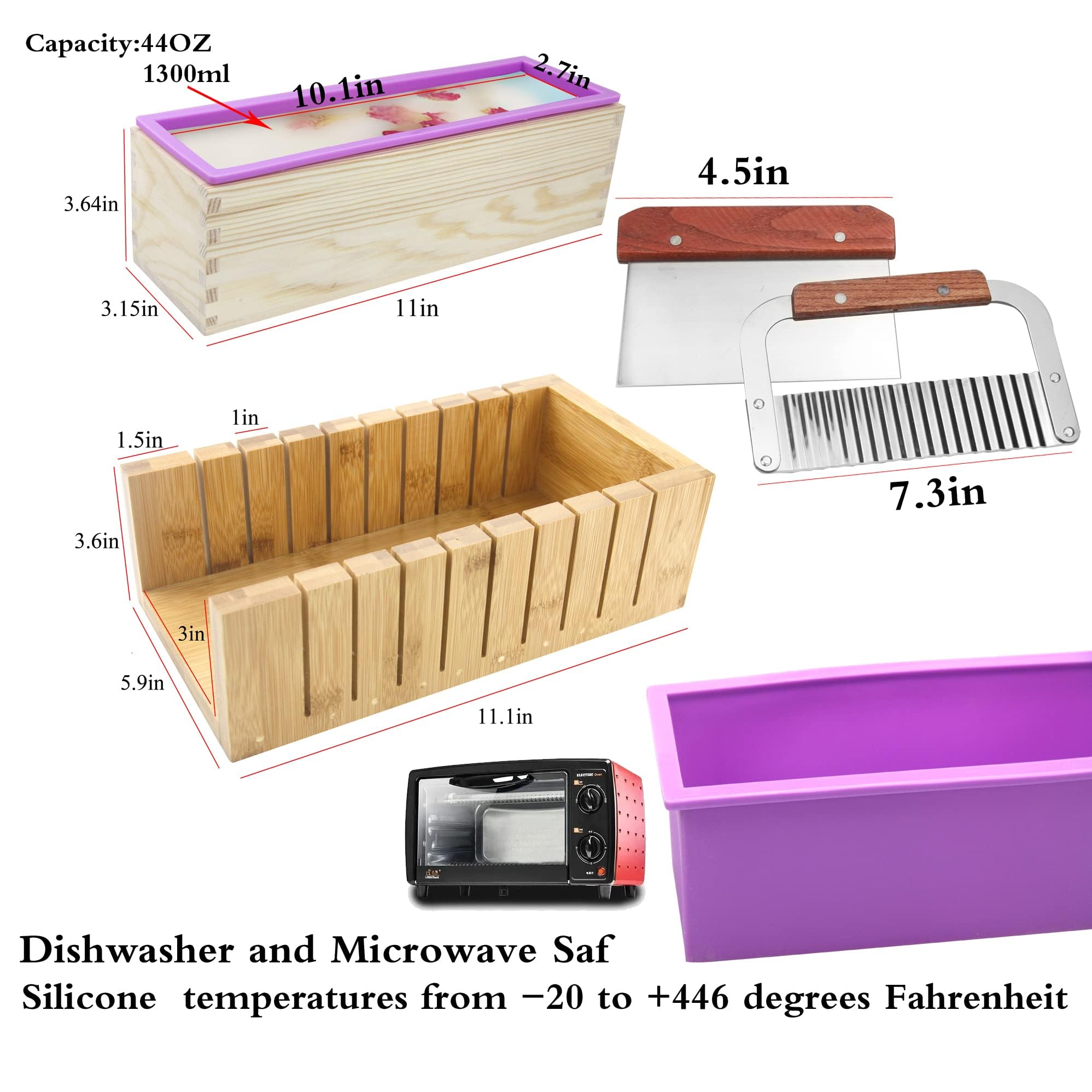 2 moldes de silicona para jabón – 1 juego de herramientas de corte de jabón de madera de bambú – 1 espátula de silicona y batidor de acero inoxidable 3 piezas de red de burbujas