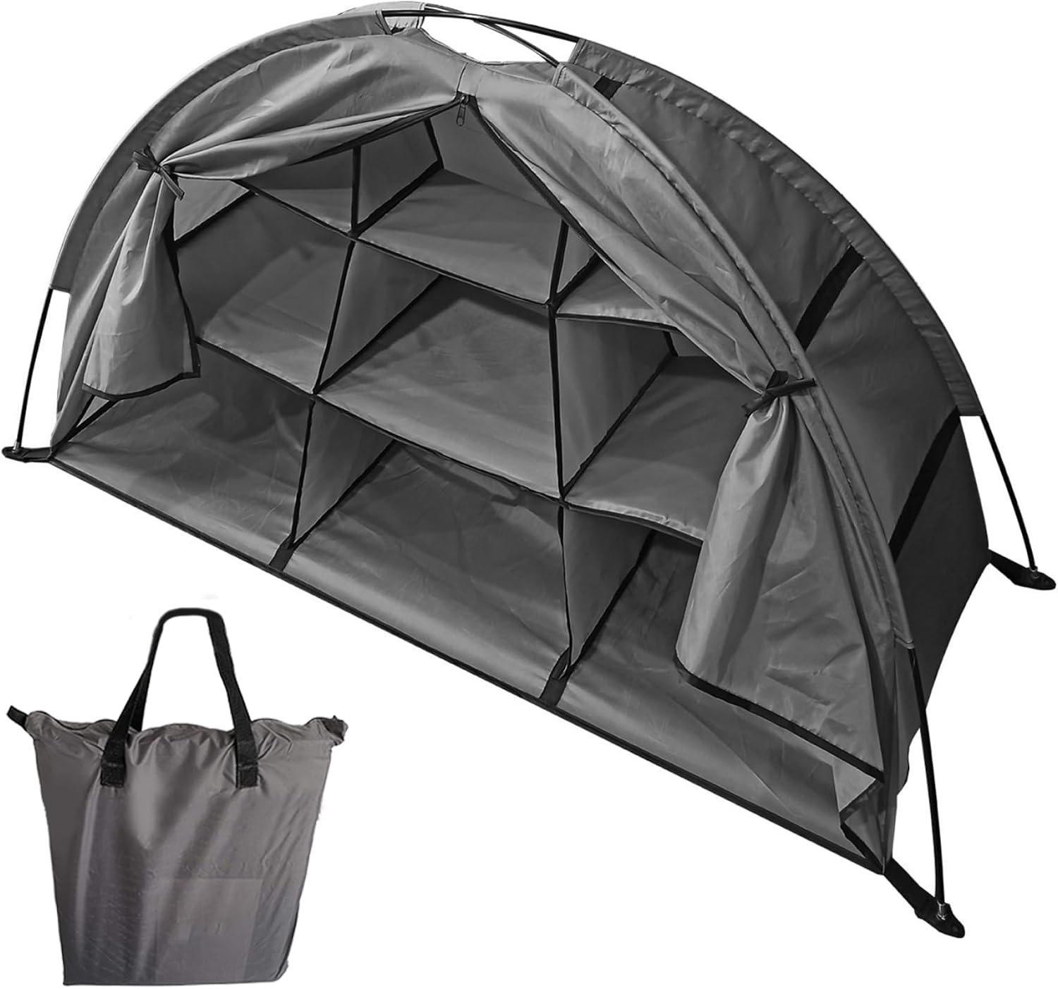 Camping Shoe Tent Foldable Camping Organizer Tent Organizer 9 Compartments with Storage Bag Arched Zipper Closure Pair Storage