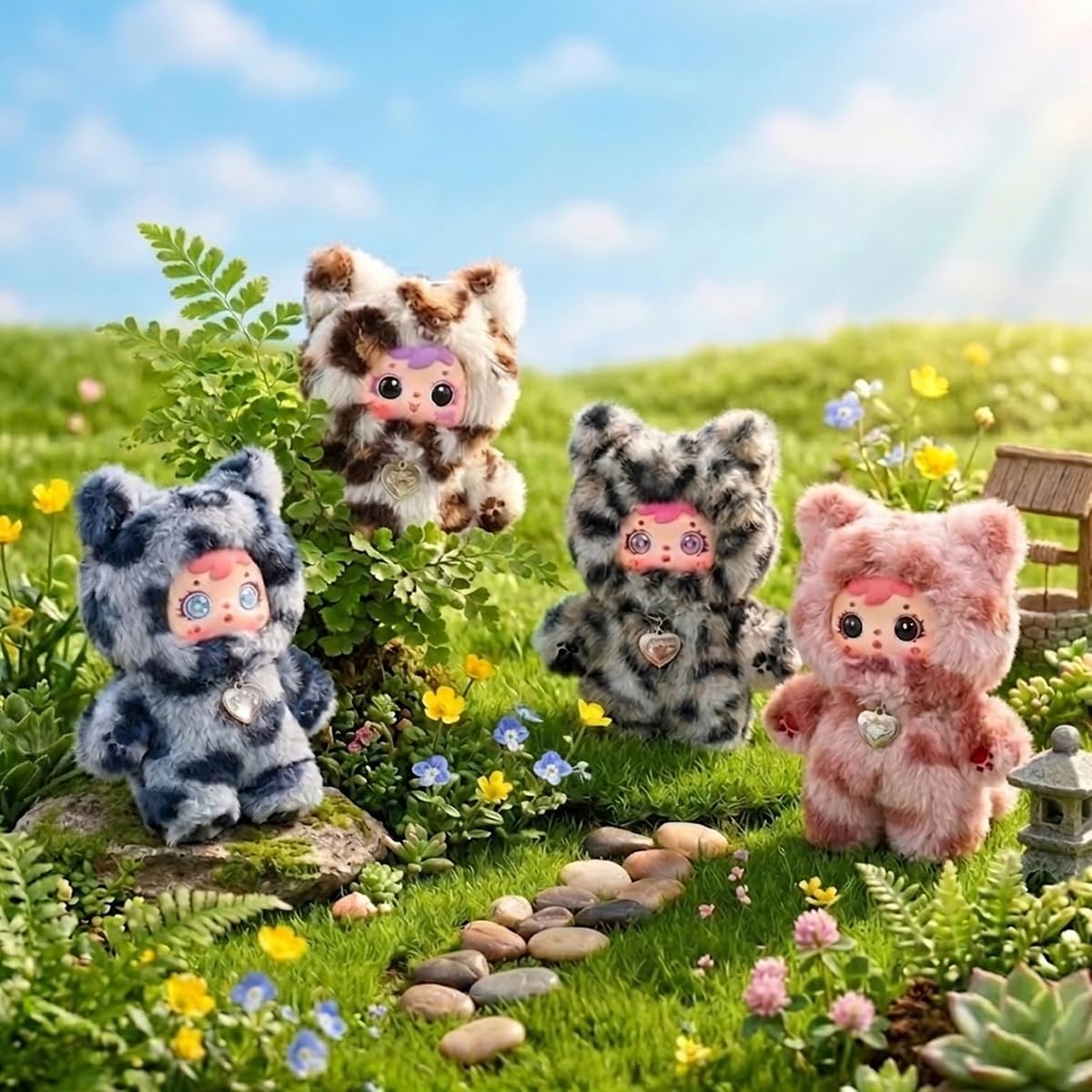 Plush Blind Box, Cute Cat Plush Keychain Blind Box, Kawaii Soft Stuffed Doll Collectible Plush Figure Toy, 1 of 7 Possible Styles, Surprise Birthday Gift for Teens Girls & Adults (Single Box)