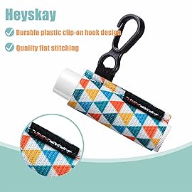 HEYSKAY 3PCS Lip Balm Holder Keychain Lipstick Sleeves Bulk Chapstick Holder Keychain Lip Gloss Holder Chapstick Elastic Sleeves(Strip pattern)