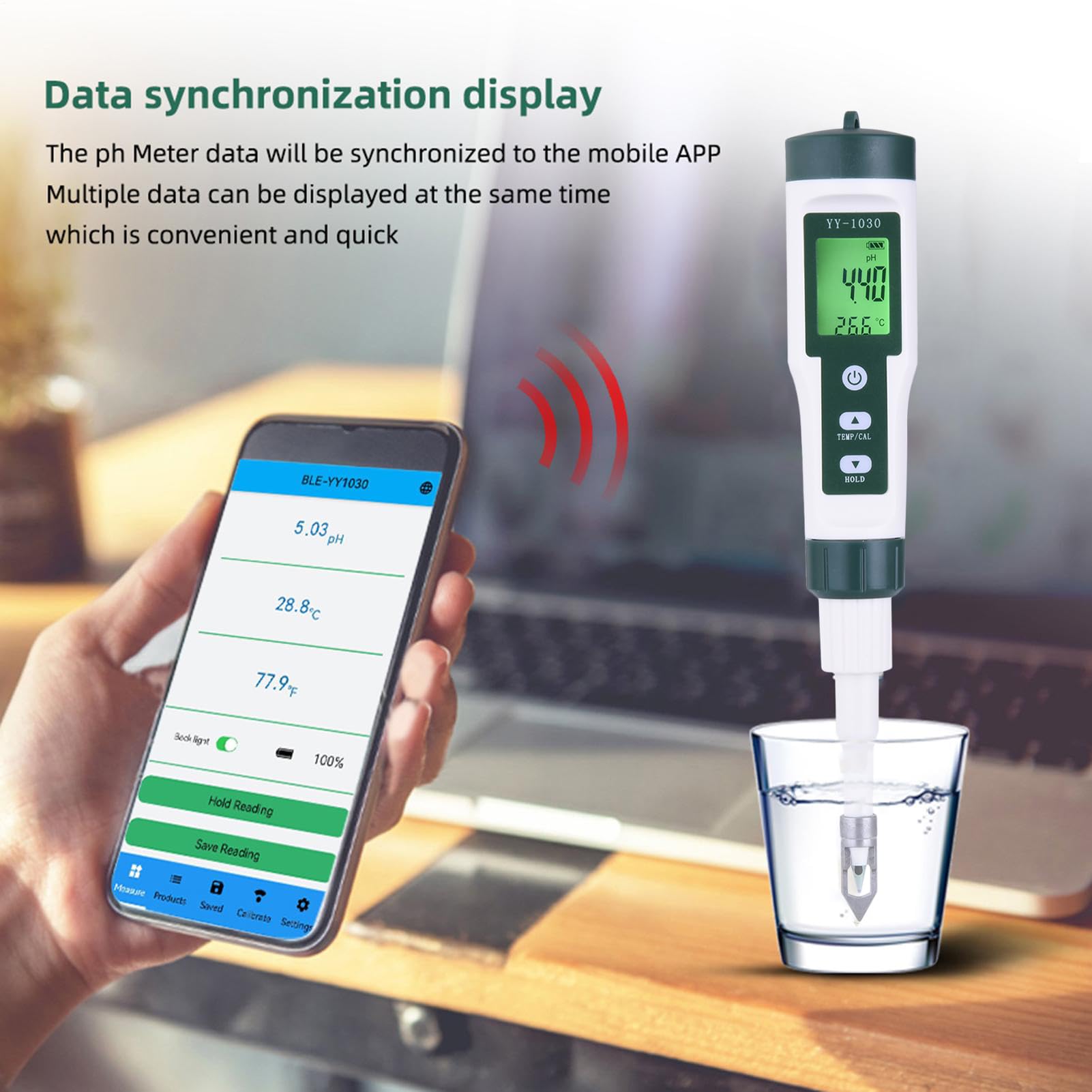Dispositivo Digitale PH - Misuratore di Dispositivo Di Misurazione | Alimentare | Alta Precisione | Misurazione con Sonda PH | Tester Acqua Portatile | Tester Acquario per Lievitamento, Ripetizi