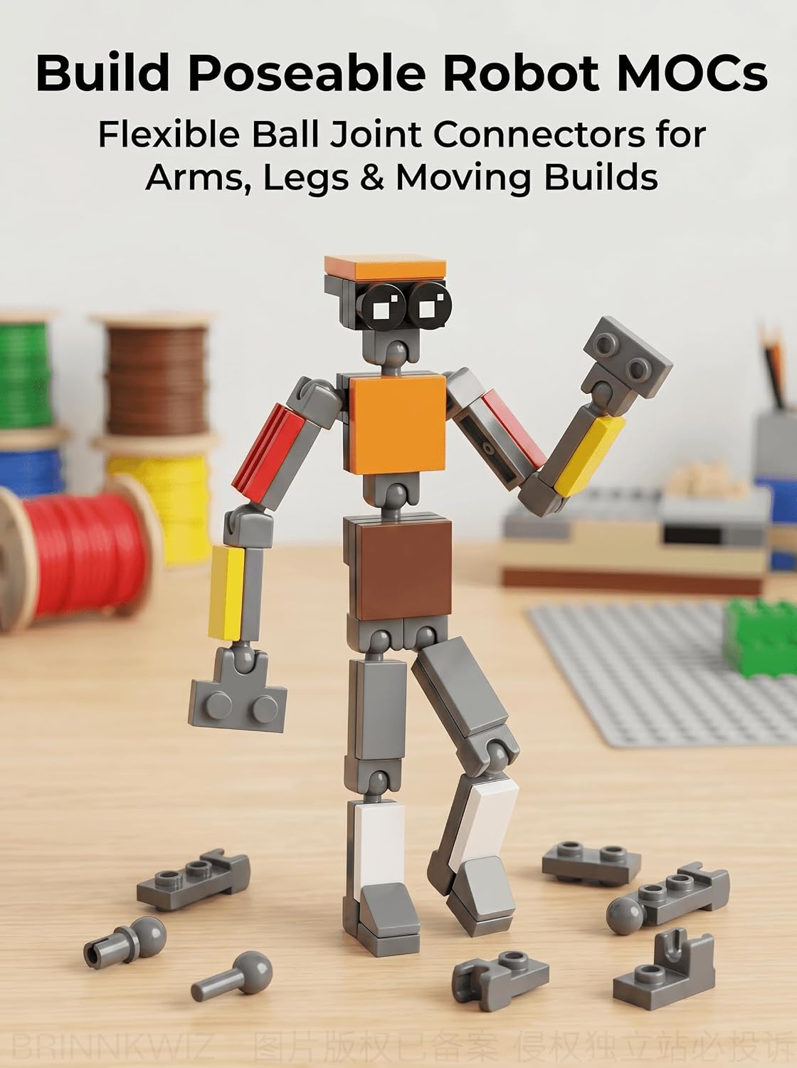Small Ball and Socket Joints Pieces, Black & Gray Classic Figure Limb Building Block, 10 Sizes Ball Joint on Axle and Socket Bulk, Compatible with Lego Pieces (Darkgray 88 PCS)