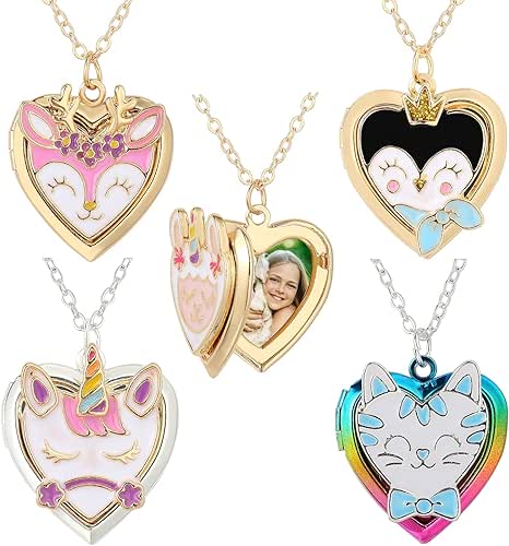 PinkSheep Heart Locket Necklace Picture Necklace for Girl Women Boy