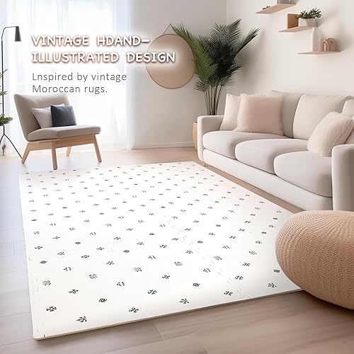 Miniatura 3 de TCBunny - Alfombra de juego extragrande para bebés, tapete de espuma de rompecabezas de 4 x 6 pies para niños y niños pequeños (bohemia)