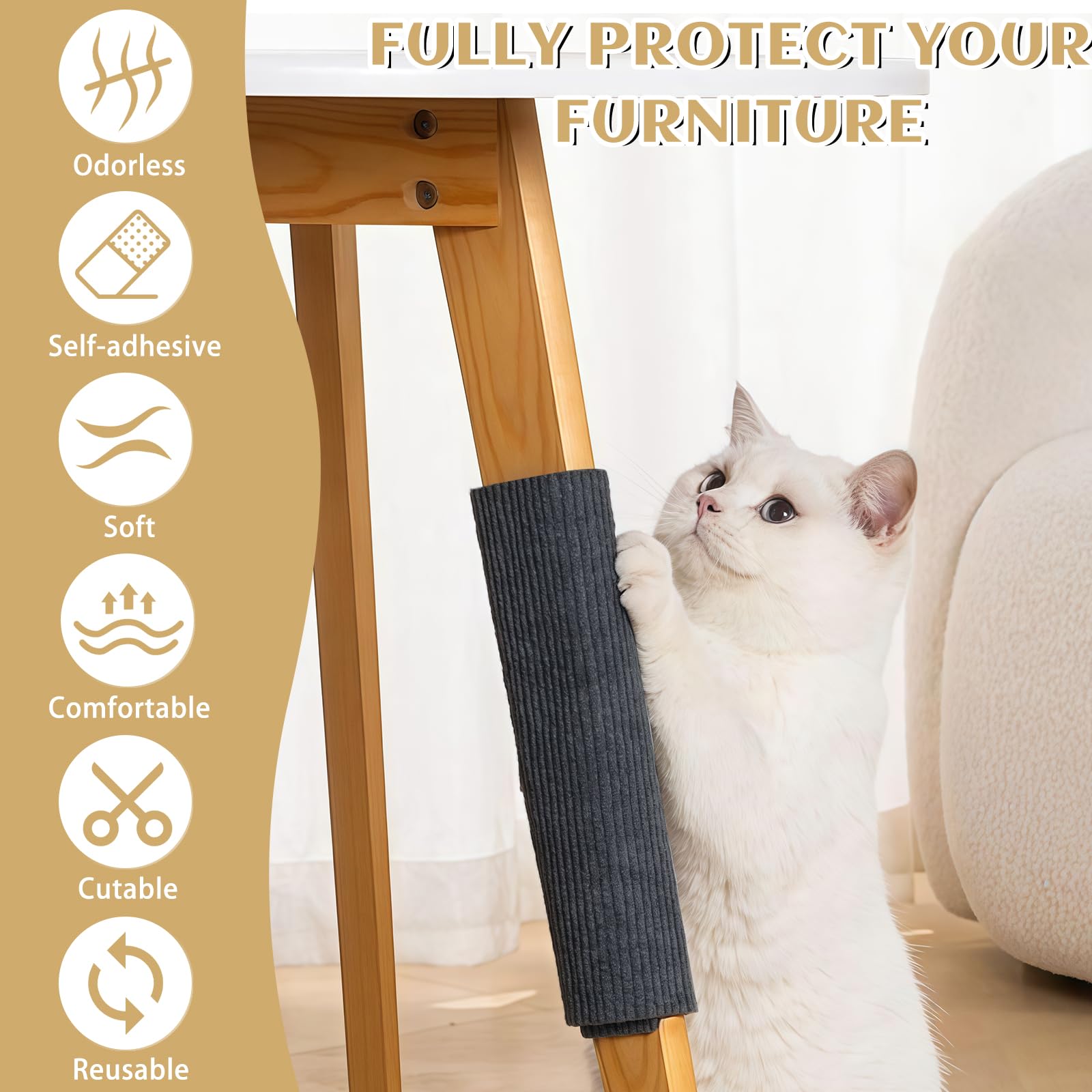 Protection Canape Chat Anti Griffe - 6 PCS Protecteurs Canapé Chat