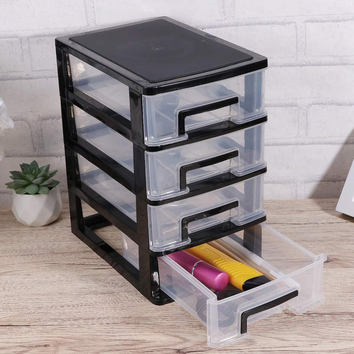 4 Layer Desktop Cabinet Plastic Drawer Cabinet Storage Cabinet for Office Home Bedroom