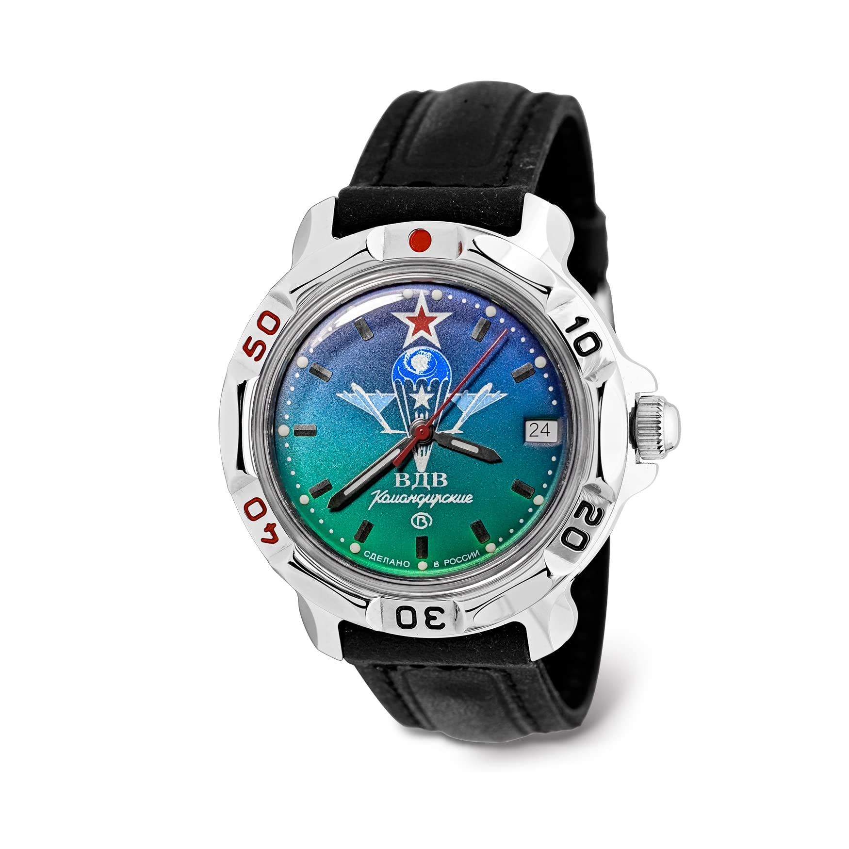VOSTOK | Komandirskie VDV Russian Airborne Forces Militare Orologio da polso meccanico | Moda | Business | Orologi da uomo casual | Modello 021 Series, 811021 pelle, Militare