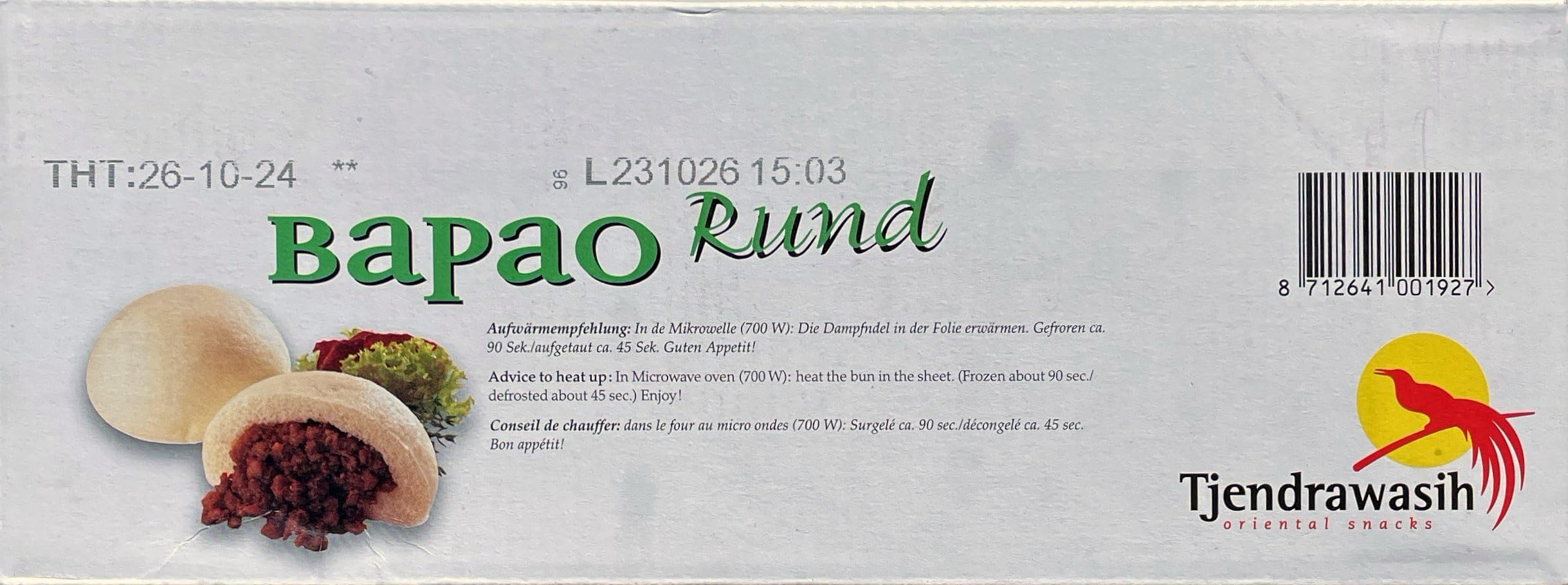 Bapao Tjendrawasih Rind 12 Dampfbröttchen Fleisch Brötchen für Warmwasser Bad oder Mikrowelle