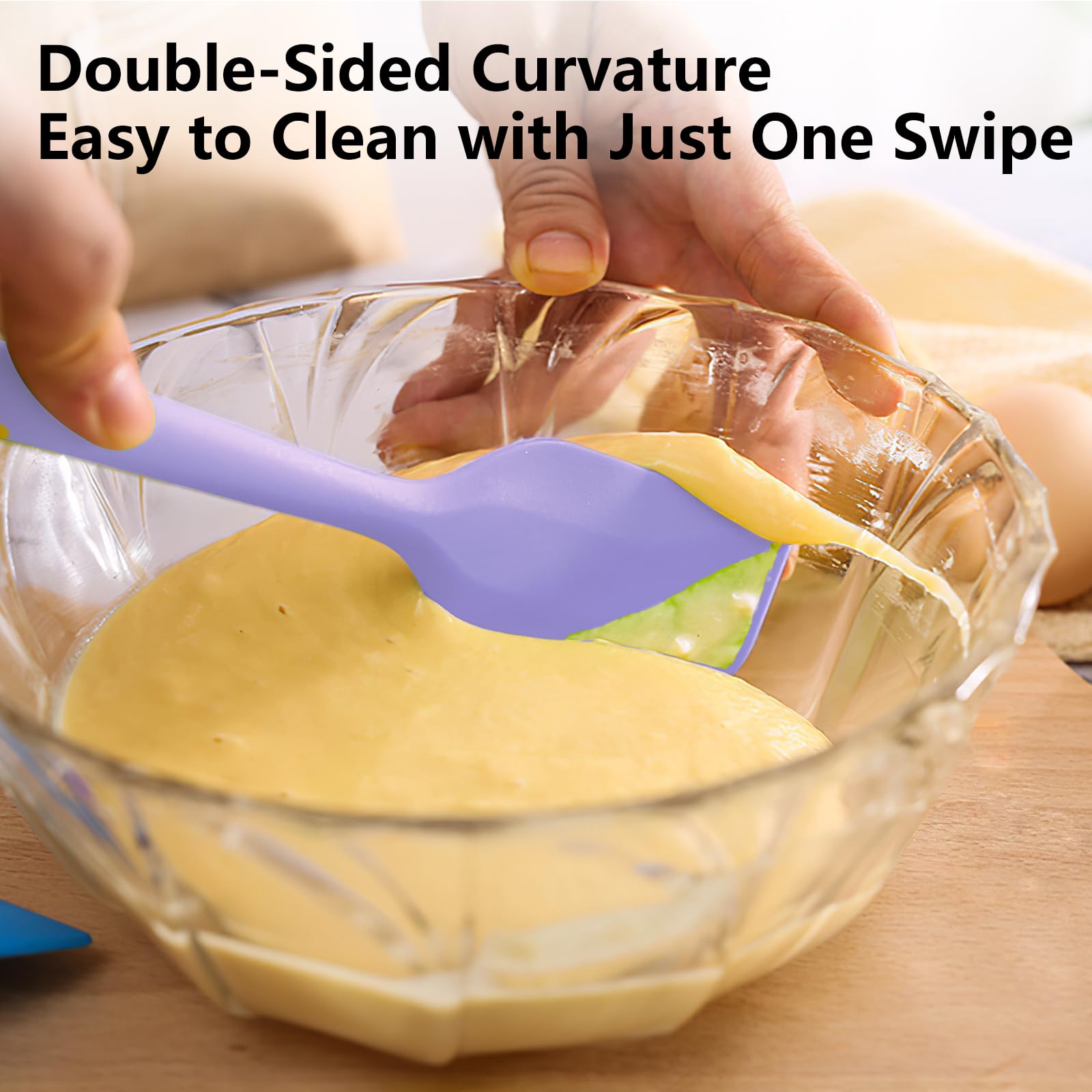 Spatola in gomma viola per uso cucina, spatole in silicone da 27 cm, per cucinare resistenti al calore, piccola spatola da cucina flessibile per pentole antiaderenti da cucina, senza cuciture e