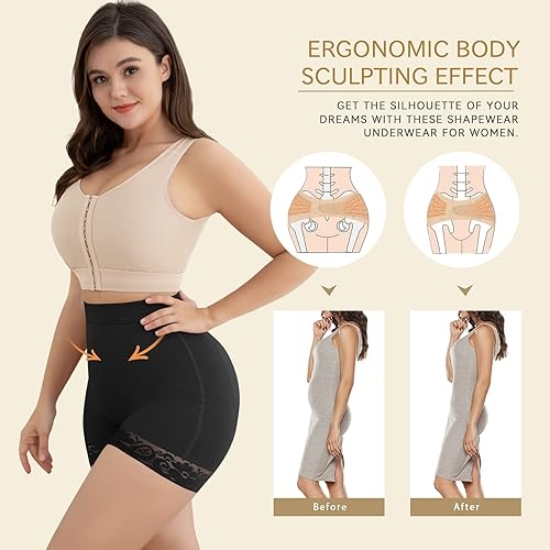 Miniatura 7 de KELLYLEE Pantalones cortos de ropa interior con control de abdomen para mujer, de cintura alta, moldeadores de glúteos, pantalones cortos