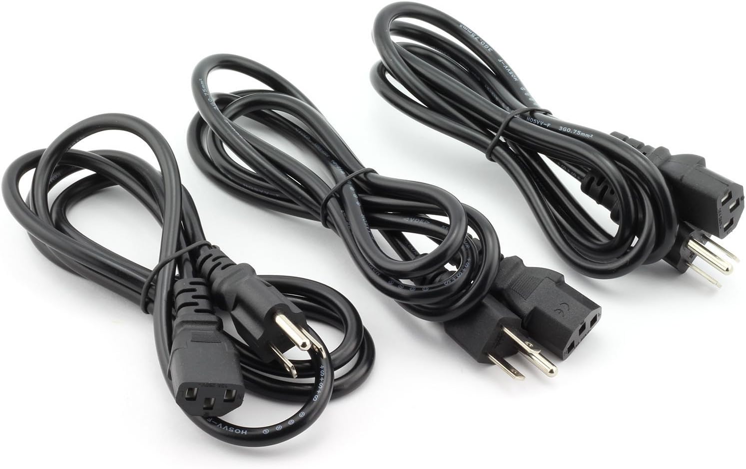 3-Pack Desktop Monitor Computer Universal 3 Feet AC Power Cord Cable