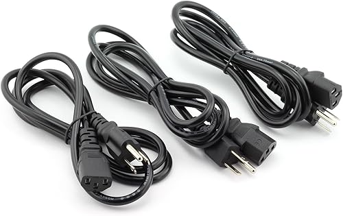 Paquete de 3 cables universales de alimentación de CA de 3 pies para computadora de escritorio