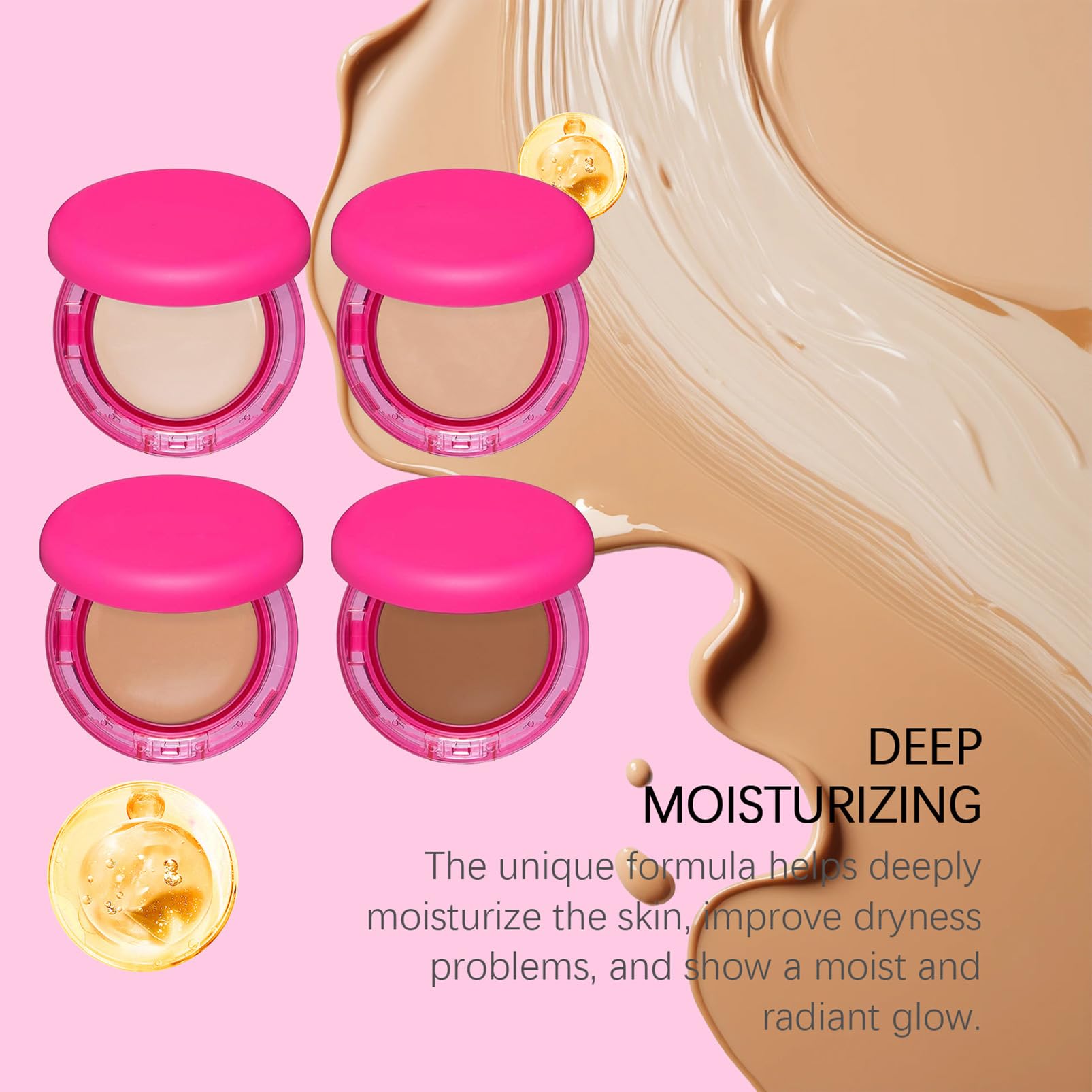 Peptide Bounce Balm Foundation with Puff for Smooth Skin, Buildable Medium Coverage Hydrating Makeup with Soft Powder Finish - Image 3