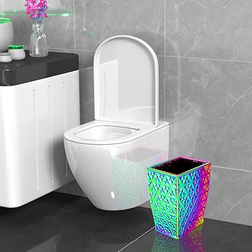 Miniatura 4 de Colorido bote de basura pequeño para baño, dormitorio, cocina, oficina en casa y habitación de los niños, contiene residuos, reciclaje, cerámica