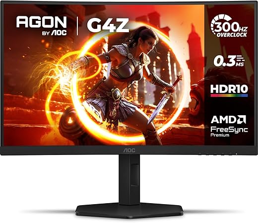 Monitor Gamer Curvo AOC AGON G4Z 27" 300Hz 0,3ms HDR10 Base Ajustável...