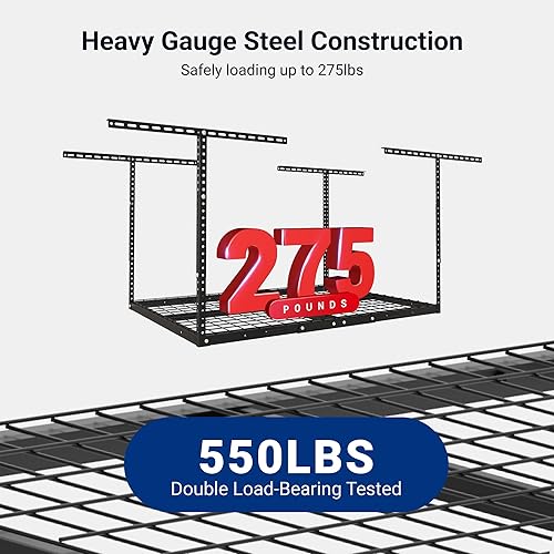 Miniatura 24 de Fleximounts - Estante de almacenamiento de garaje ajustable de 4 x 8 pulgadas, para techo, para garaje, resistente, 96 pulgadas de largo x 48