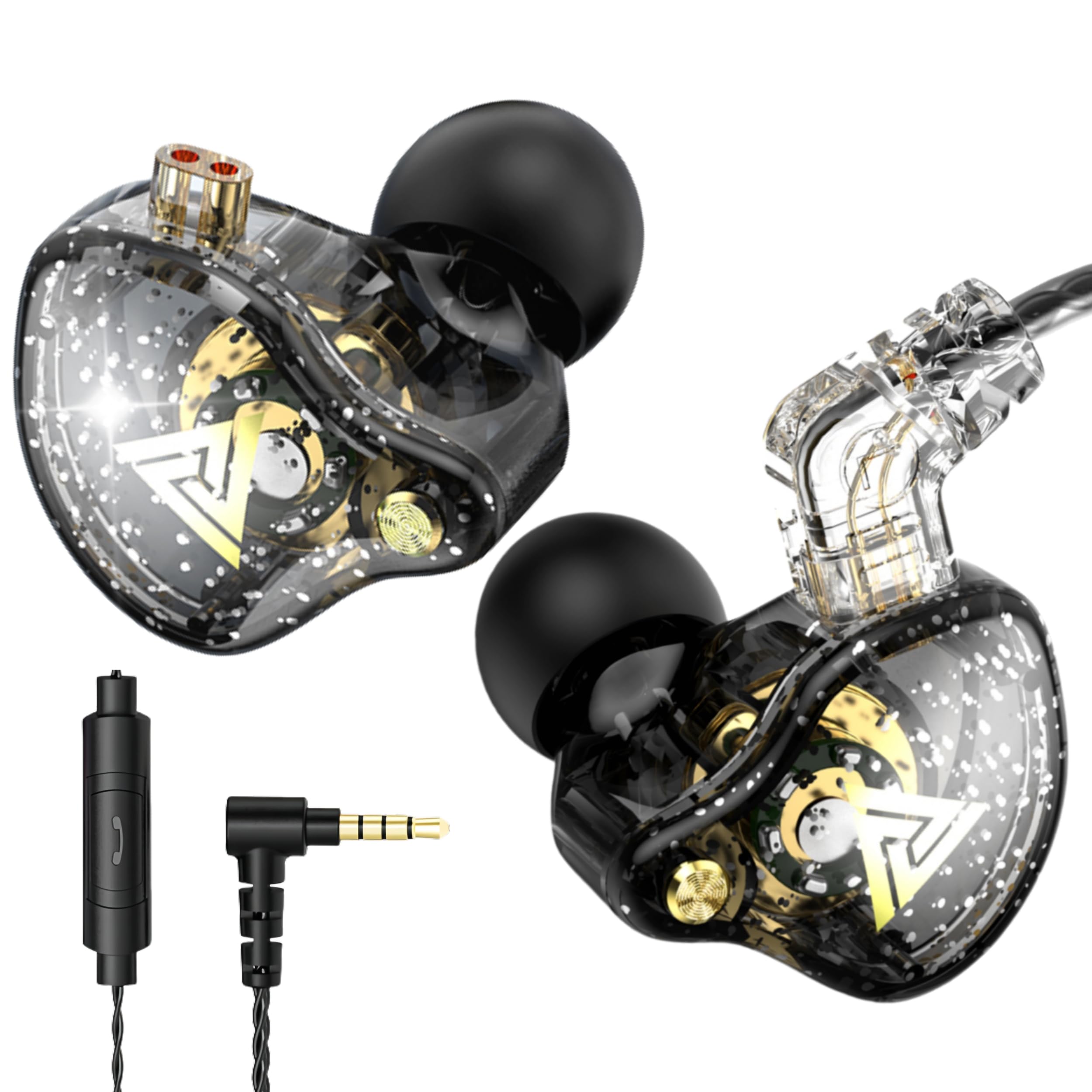 HJX QKZ AK6 Pro Wired IEM for Gaming Earbuds with MIC, in Ear Monitor Headphones, Deep Bass Sound, 1DD 11mm Dynamic Driver, IEM for Music Video