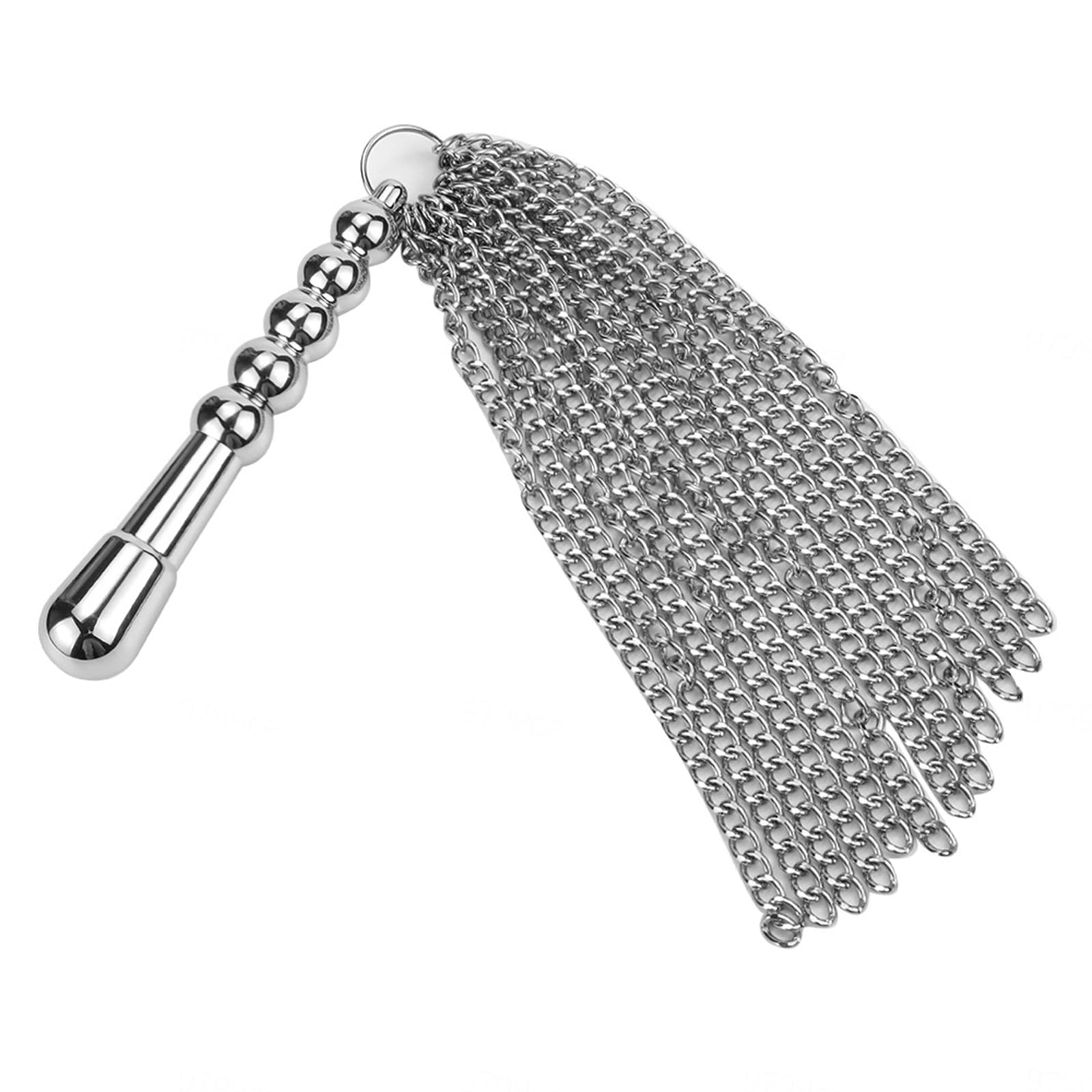 Horse Riding Whip, Metal Tassel Riding Crop Flogger Teaching Training Tool for Equestrian with Metal Handle,Silver