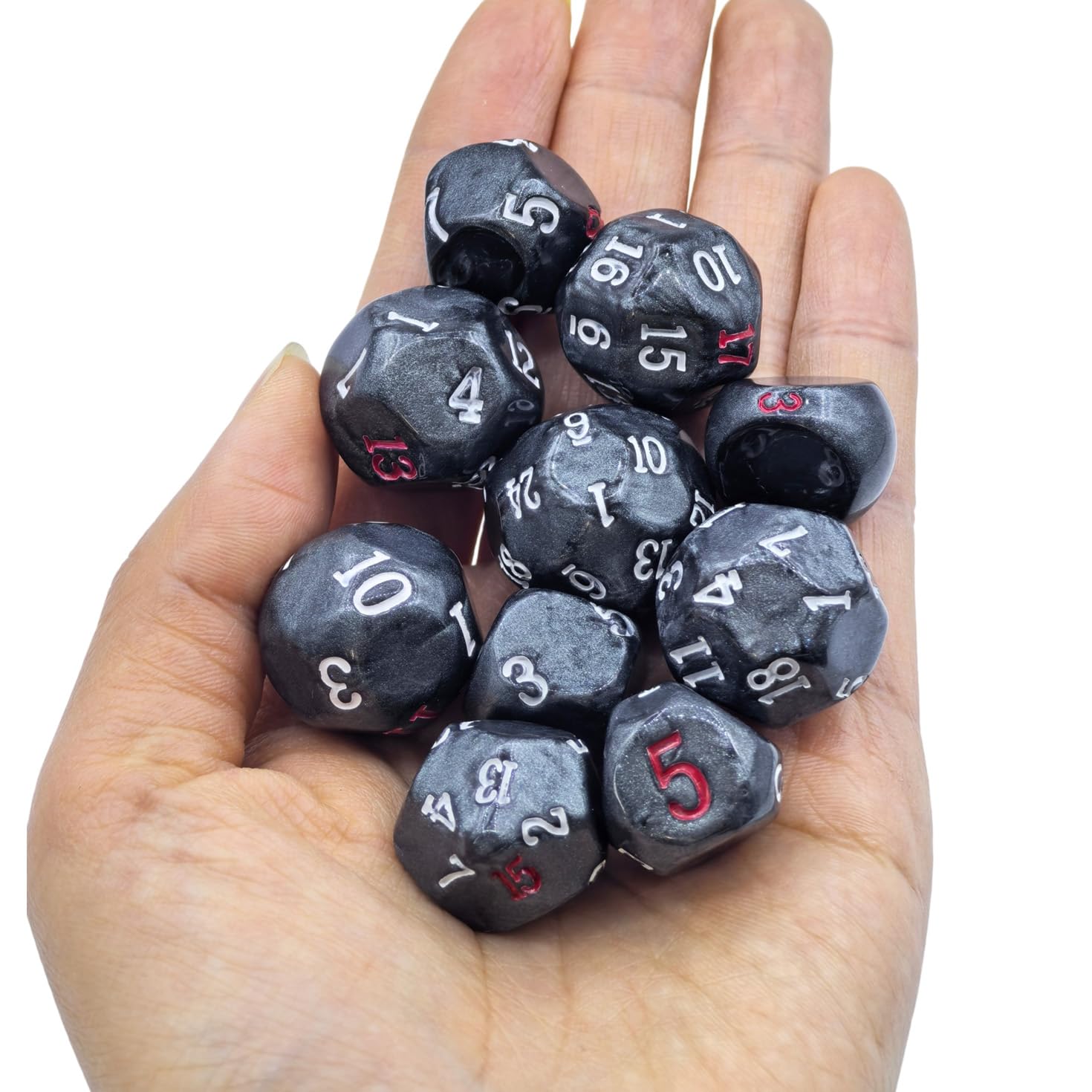 Juego De 10 Dados Poliédricos De Números Impares D3 A D25 – Ámbar Translúcido Con Bolsa De Terciopelo